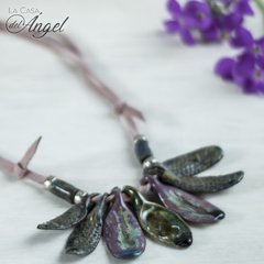 Collar gres con tiras de cuero - La Casa del Ángel