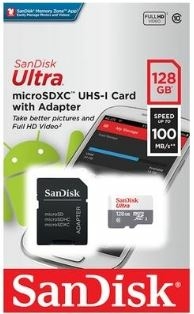 CARTAO DE MEMORIA SANDISK MICRO 128GB SD ULTRA C/ ADAPT 100 MB/S