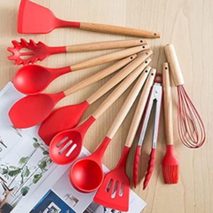 Kit Utensílios Cozinha 12 Peças Silicone Antiaderente - BRINQUEDOS E UTILIDADES 