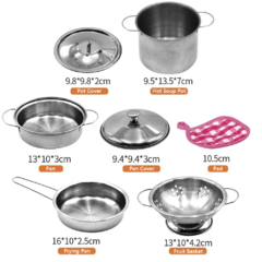 Conjunto De Cozinha Panelas Infantil De Inox 11 Peças - BRINQUEDOS E UTILIDADES 