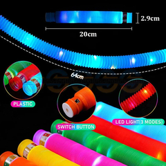 Imagem do Poptube Com Led Tubo Fidget Tube Toys Folding Pop It Anti Estresse Iluminação