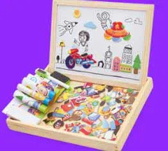 Caixa De Brinquedos Educativos Kids Drawing Board 3D Puzzle Writing Board - loja online