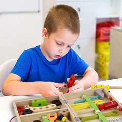 Caixa de Ferramentas Brinquedos Educativos Montessori De Pinus