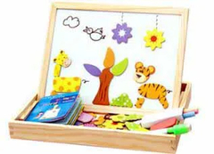Caixa De Brinquedos Educativos Kids Drawing Board 3D Puzzle Writing Board