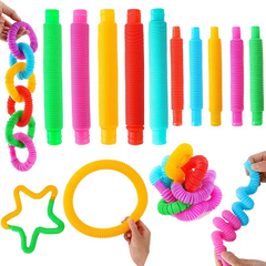 Tubo telescópico pop colorido, alongamentos tubo ondulado, Stress Relief Toy pa