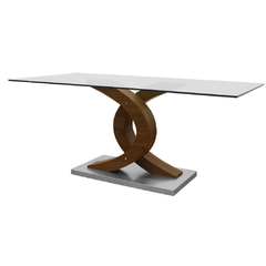 Mesa con tapa de vidrio y patas trabajadas en madera a medida 68 - comprar online
