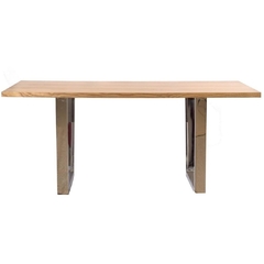 Mesa de comedor color madera con estructura cromo 62 - comprar online