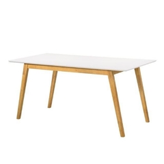 Mesa de comedor con patas de madera y tapa blanca 56 en internet