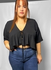 Blusa Crepe - Volado y Tira Atar en Busto