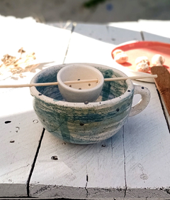 Taza De Té Con Infusor pincelada azul y verde en internet