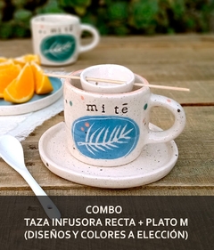 SET Taza Recta Infusora + Plato M (Colores y diseños a elección)
