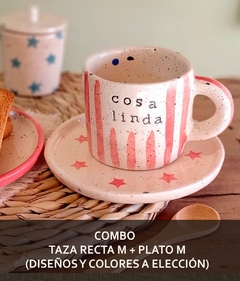 SET Taza RECTA + Plato M (Colores y diseños a elección)