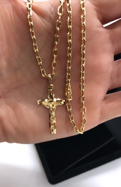Corrente Cartier Masculina Com Crucifixo Em Ouro 18kl/750