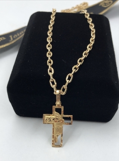 Corrente Masculina Cartier Com Pingente de Cruz Em Ouro 18kl/750 - comprar online