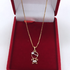 Corrente com Pingente, Menina, Menino ou Casal em Ouro 18k/750 - Design Joias