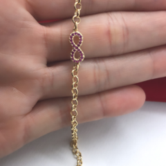 Pulseira Portuguesa Com Infinito Em Ouro 18k/750 - Design Joias