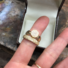 Anel chuveiro com anel com pedras no ouro 18kl/750 - comprar online