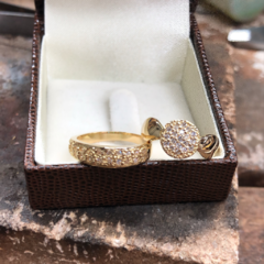 Anel chuveiro com anel com pedras no ouro 18kl/750 - comprar online