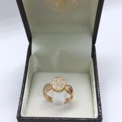 Anel chuveiro com anel com pedras no ouro 18kl/750 - Design Joias