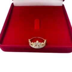 Anel Coroa Com Zircônias Em Ouro 18kl/750 - Design Joias