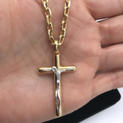 Corrente Cartier Masculina Com Pingente Crucifixo em Ouro 18kl/750 na internet
