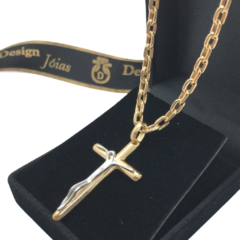 Corrente Cartier Masculina Com Pingente Crucifixo em Ouro 18kl/750 - Design Joias