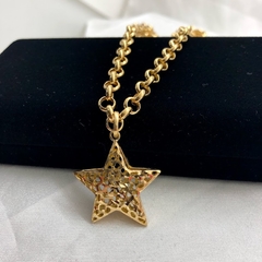 Corrente Portuguesa Com Pingente Berloque Estrela Em Ouro 18k/750 - comprar online