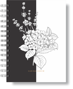 Caderno Pontilhado Floral Black