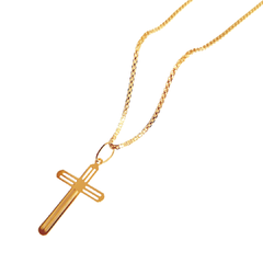 Corrente Ouro 18k e Pingente Crucifixo 60cm