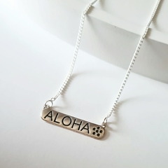 Colar ALOHA plaquinha de prata - comprar online