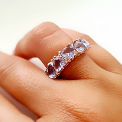 Anel corações tanzanite prata 925