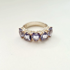 Anel corações tanzanite prata 925 - comprar online