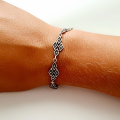 Pulseira de prata losango com marcassita - comprar online