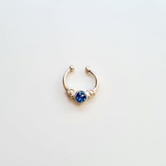 Piercing septo bolinha azul prata 925