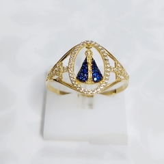 Anel Nossa Senhora Cravejado Ouro 18K