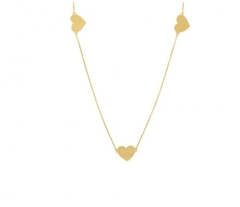 Colar Corações Chapinha 60cm Ouro 18K