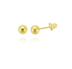 Brinco de Ouro 18k Bolinha 3,5mm