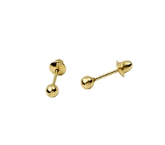 Brinco de Ouro 18k Bolinha 2,5mm