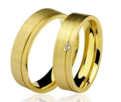 Par de Alianças de Casamento Ouro 18k de 5mm com Diamante de 1 Ponto