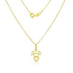 Colar Pingente Menina Ouro 18k