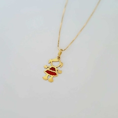 Colar Pingente Menina Ouro 18K