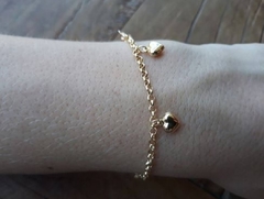 Bracelete algema com pingentes  coração Ouro 18k