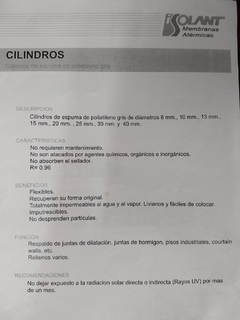 Fondo Junta Isolant Cilindroespumaceldacerr Ø 8 Mm en caja de 1500 metros - VIAL VECTOR = JUAN VICENTINI