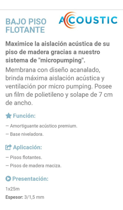 Bajo Piso Flotante Isolant esp. 2 mm Barrera Vapor Y Ruidos en internet