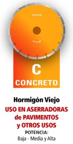 Disco Diamantado ALIAFOR Hormigon CURADO naranja "cod s14c10s" Diam 14" = 350 Mm
