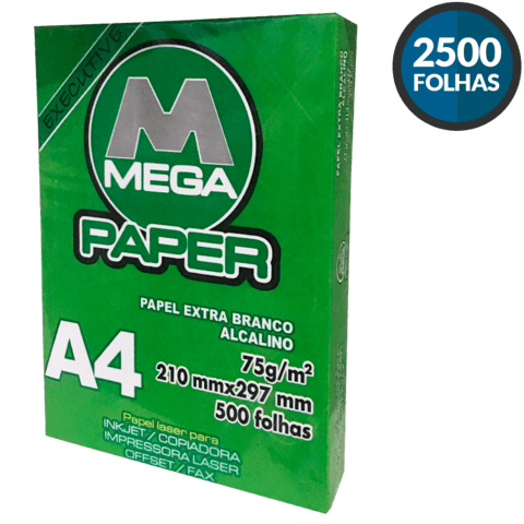 Papel A4 Mega Paper 75gr (caixa com 2500 folhas)