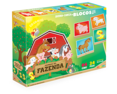 Quebra-Cabeça em blocos - Fazenda Junges - 830 - Produtos Nota 10 | Alô Passa Quatro | Loja de brinquedos online