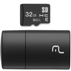 Leitor USB com Cartão de memória micro SD 32gb Classe 10 MC163 Multilaser