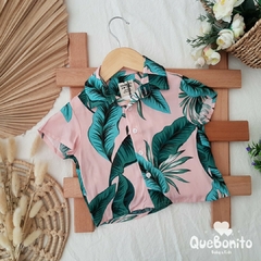 Camisa "Rio" Rosa/verde