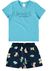 Conjunto Infantil Manga Curta Estampado Malwee - Azul